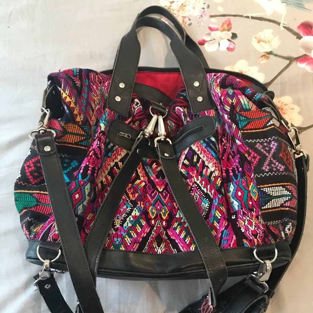Nena & Co. black leather convertible day bag